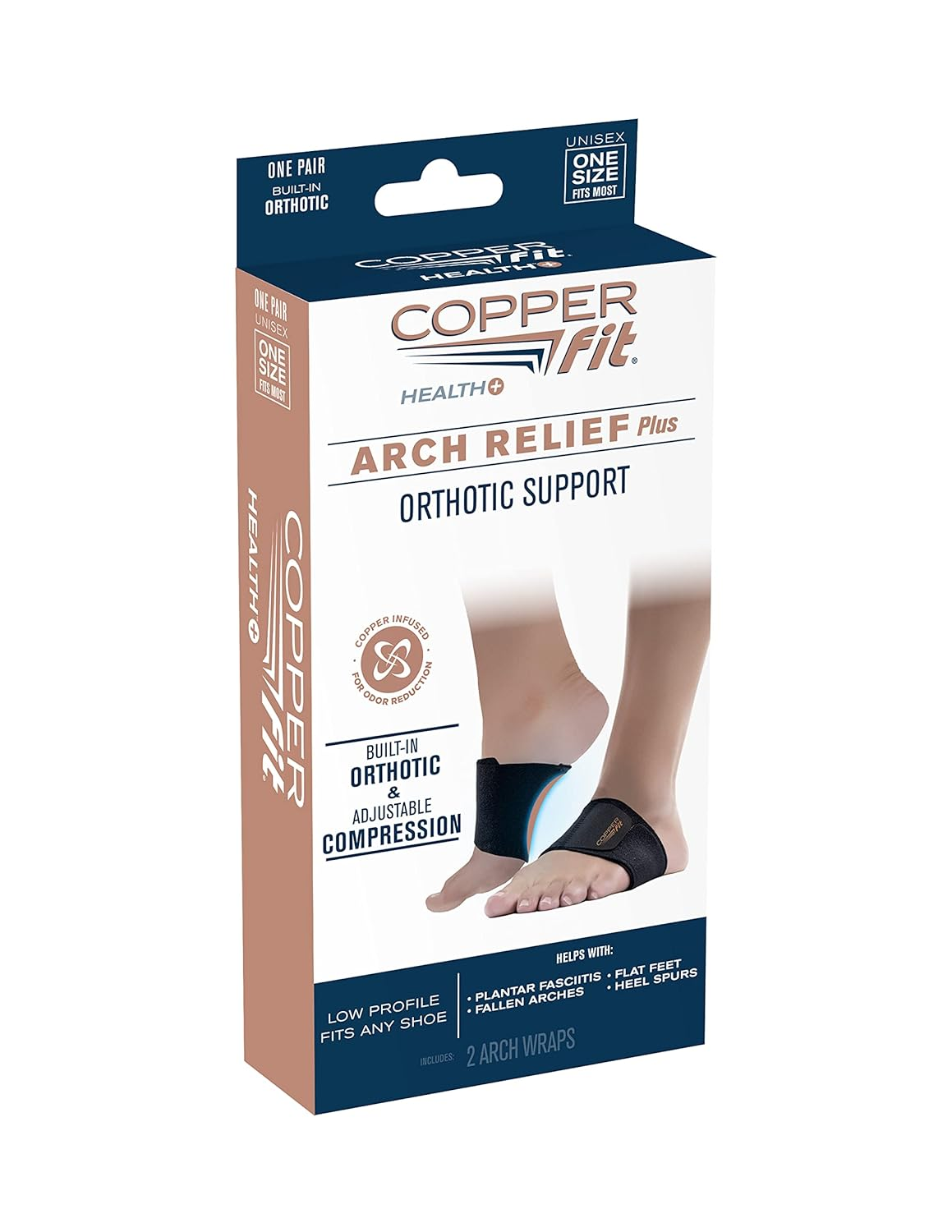 Copper Fit CFACBP Health Unisex Arch Relief plus with Built-In Orthotic Support, Black image number 3