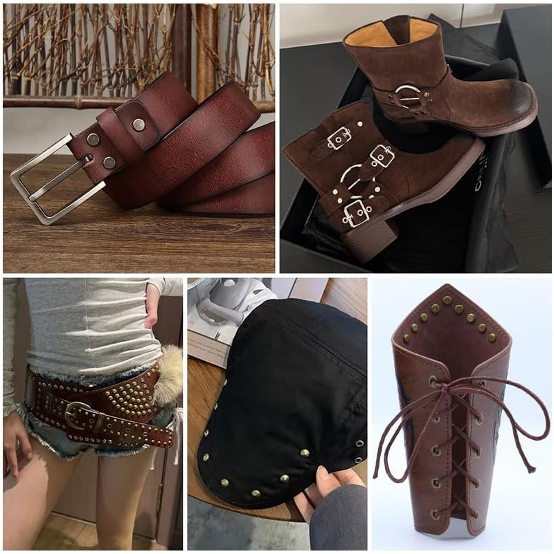 60 Sets Double-Cover Cap Leather Rivets Silver, Metal Fashion Leather Mushroom Studs for Fabric Belts Pet Collars Boot Repairs Decorations image number 1