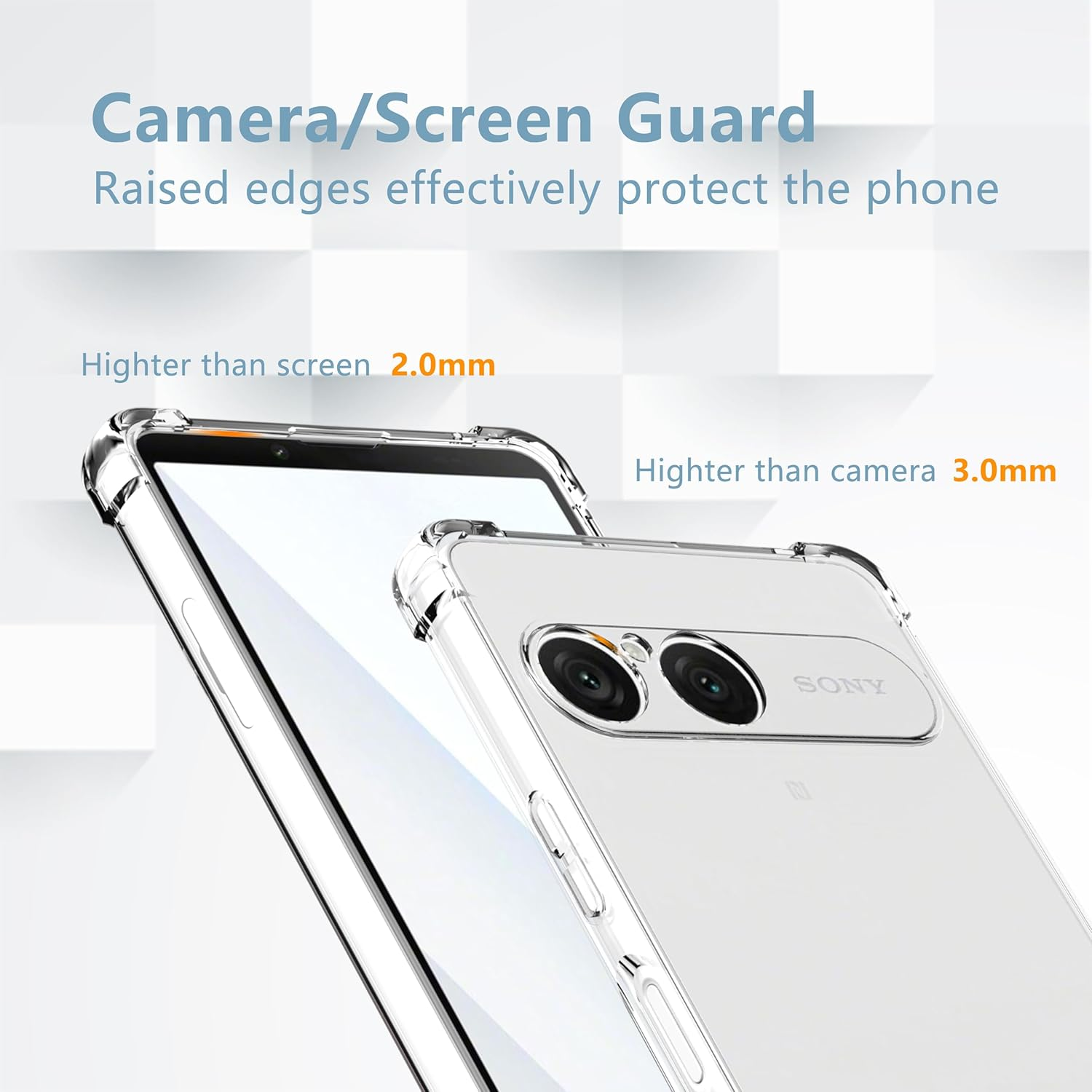 Anoowkoa Case for Sony Xperia 10 VII with 2 Pack Screen Protectors, TPU and PC Hybrid Acrylic Slim Phone Case,Never Yellow Ultra Clear Crystal Protective Hard Back Cover,Shockproof Case image number 5