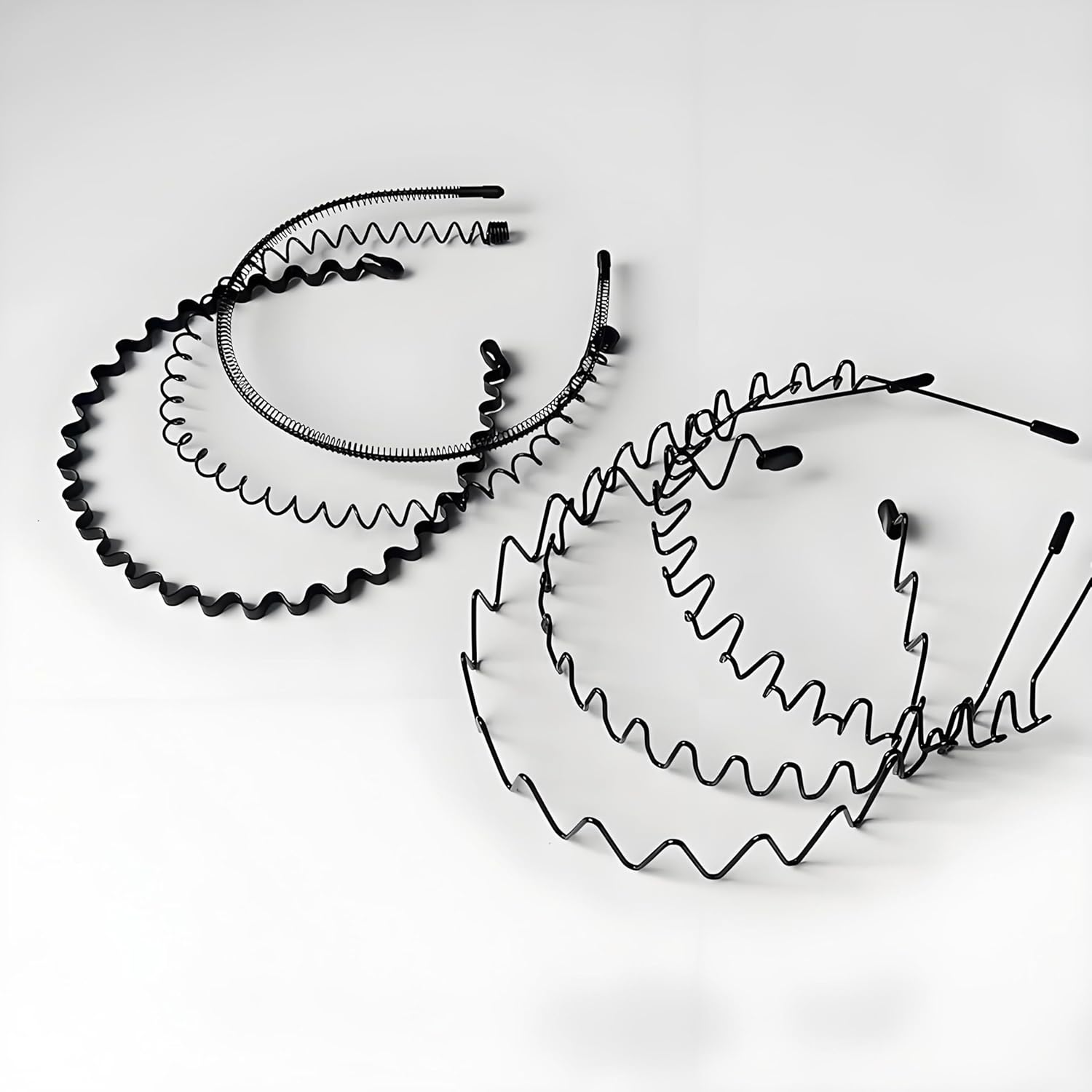 Metal Hair Band for Men Women, 6PCS Unisex Black Wavy Headband, Non Slip Head Bands, Hair Accessories for Outdoor Sports, Weddings, Daily Wear image number 5