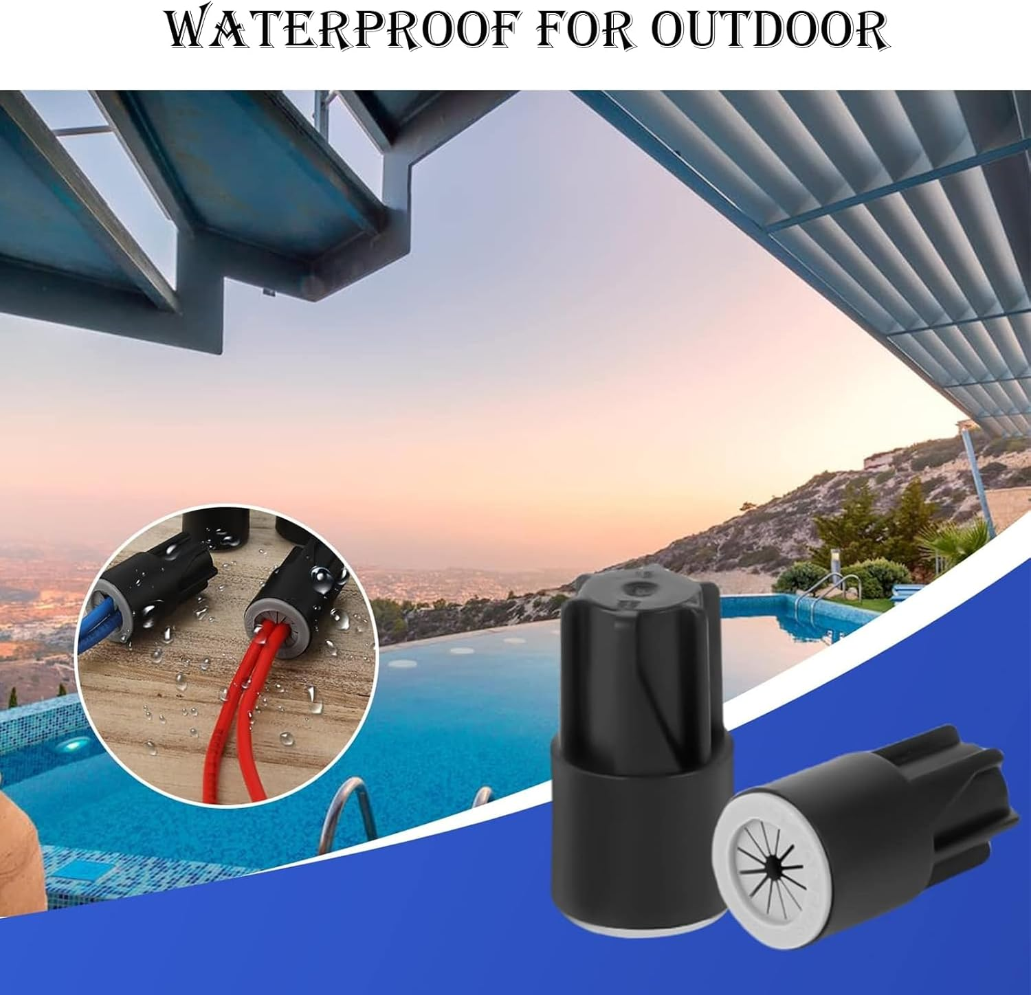 50Pcs Waterproof Wire Electrical Connectors,Outdoor Sealed Wire Connectors,Landscape Wire Connectors,Electrical Nut Caps for Sprinkler Landscape Light Irrigation Valves (Black) image number 3