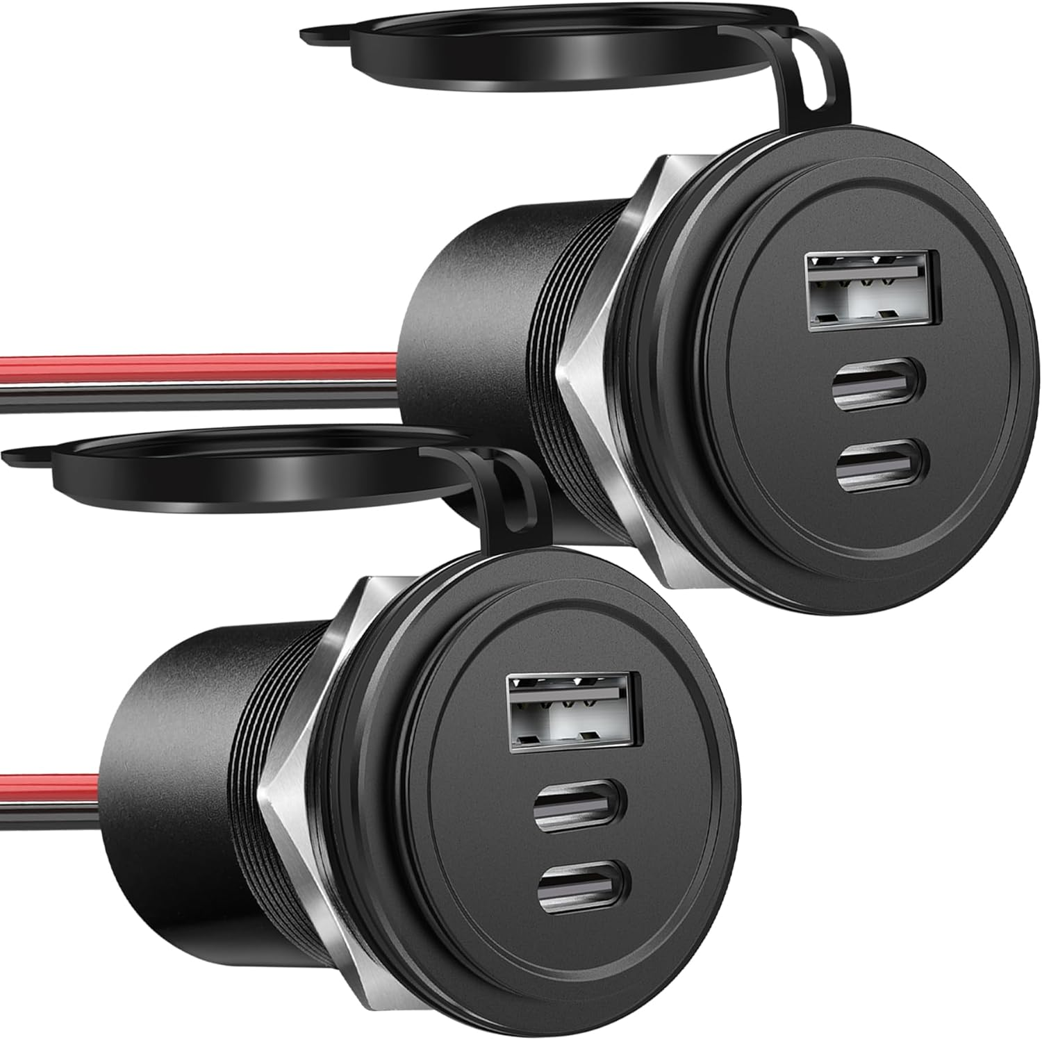 12V USB C Socket Campervan USB Outlet All Aluminum, 68W Dual Port Type C PD 3.0 & QC3.0 Fast Charger Waterproof for Camper Van Trailer Caravan Boat Truck Motorcycle (2 Pack) image number 6