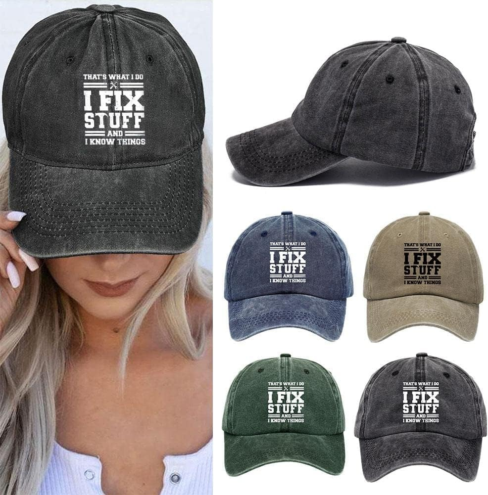 Xinyee That'S Whats I Do I Fix Stuff and I Know Things Baseball Caps for Men Adjustable Strapback Hats - Khaki image number 7