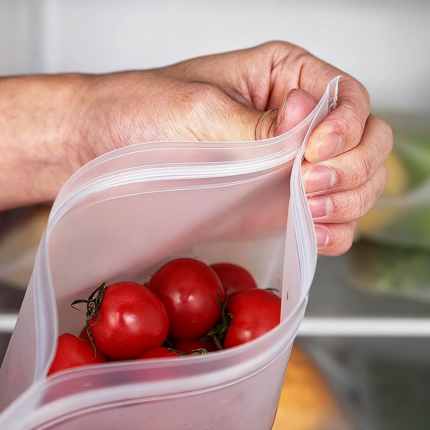 10-Pack Reusable PEVA Food Storage Bags - Leakproof Bpa-Free Freezer Bags for Meal Prep, Veggies, Sandwich& Snacks | Extra Thick Zipper Seal, Dishwasher Safe& Fridge Organization image number 4