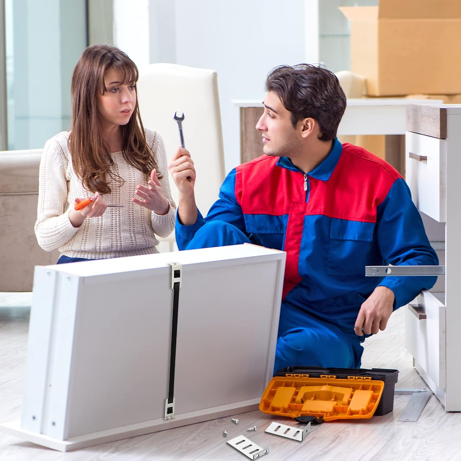 Dunzy 6 Set Drawer Repair Kit Drawer Support Brackets Includes Screws for Reinforcing and Repairing Broken Sagging Wood Drawers Furniture Hardware Accessories image number 3