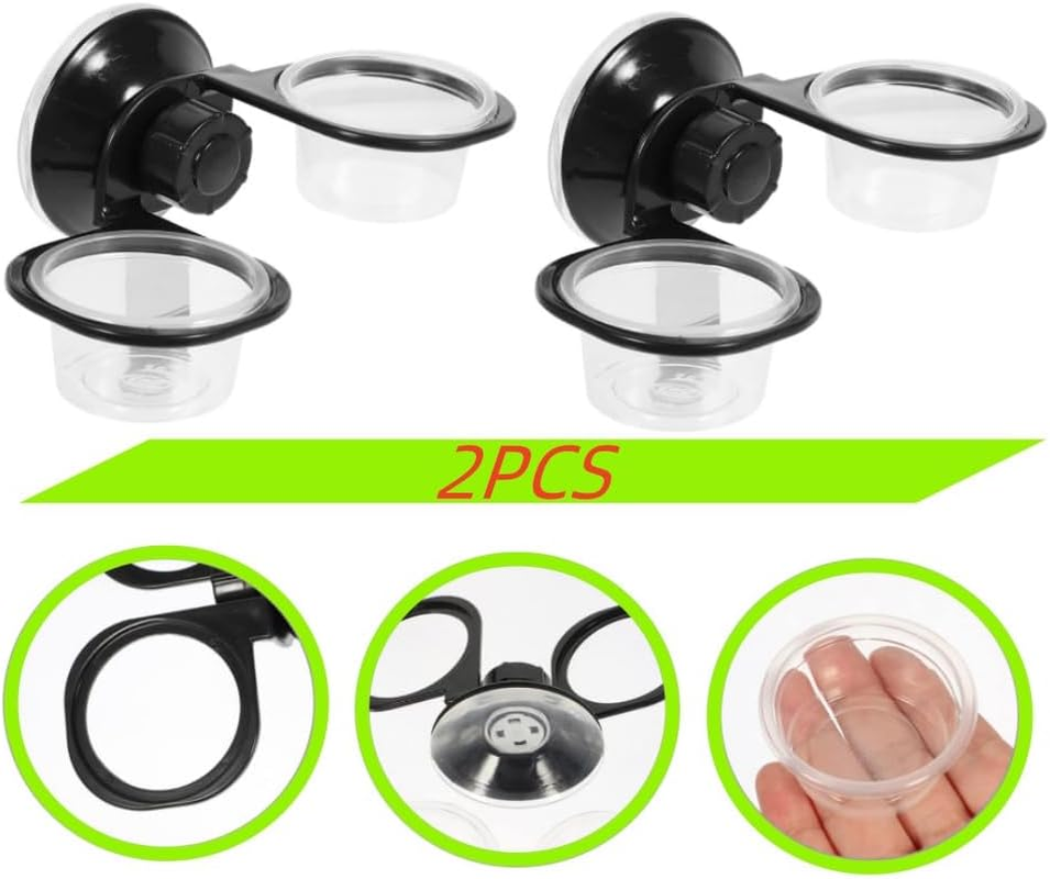 GYWHOOFT 2 Pcs Pet Birdbath Animal Sucker Reptile Bowl Reptile Food Bowl Suspending Reptile Dish Suckers Sucker Water Dish Hanging Reptile Dish Lizard Supplies (Black) image number 1