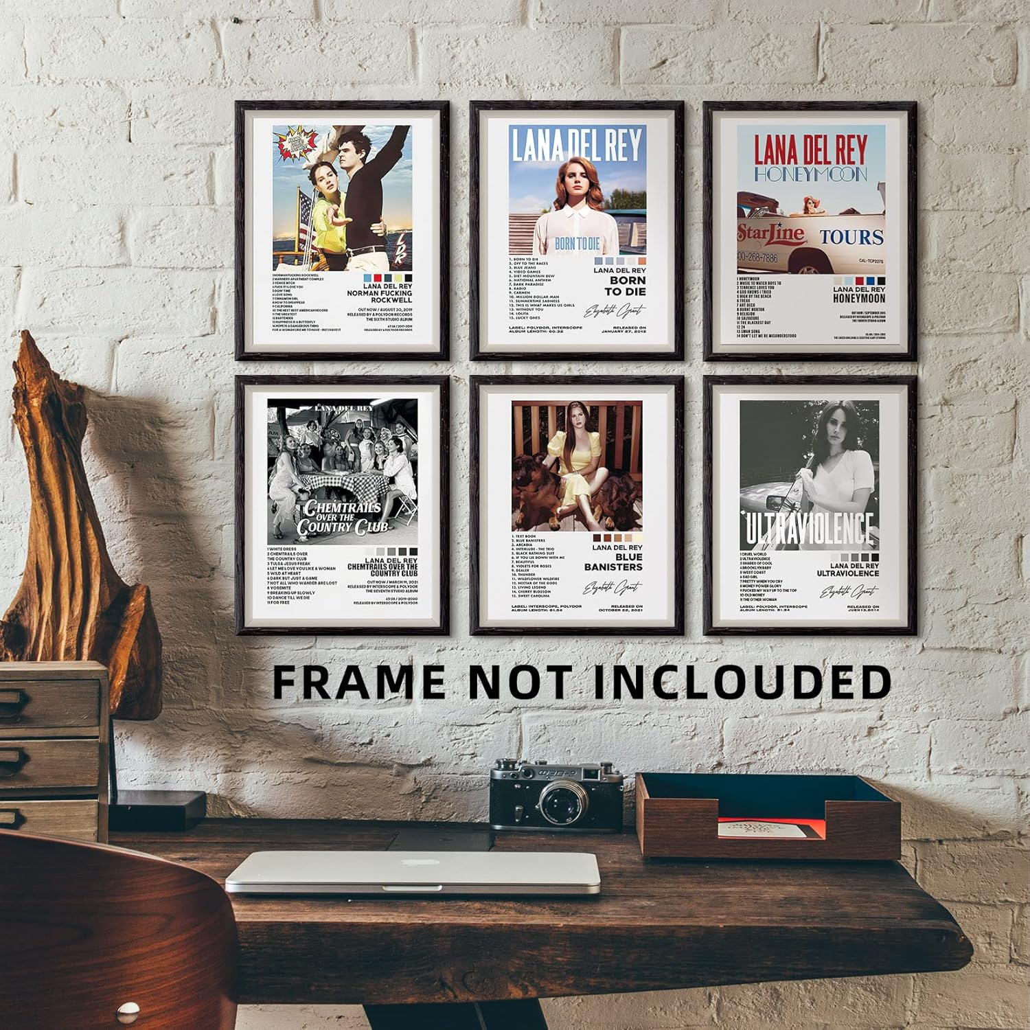 A ART&middot;ZONE Lana Del Rey Posters 8X10 Canvas Prints Unframed Set of 6 Wall Art Room Decor Bjork Poster Records for Aesthetic Album Cover Print D/ Blue image number 4