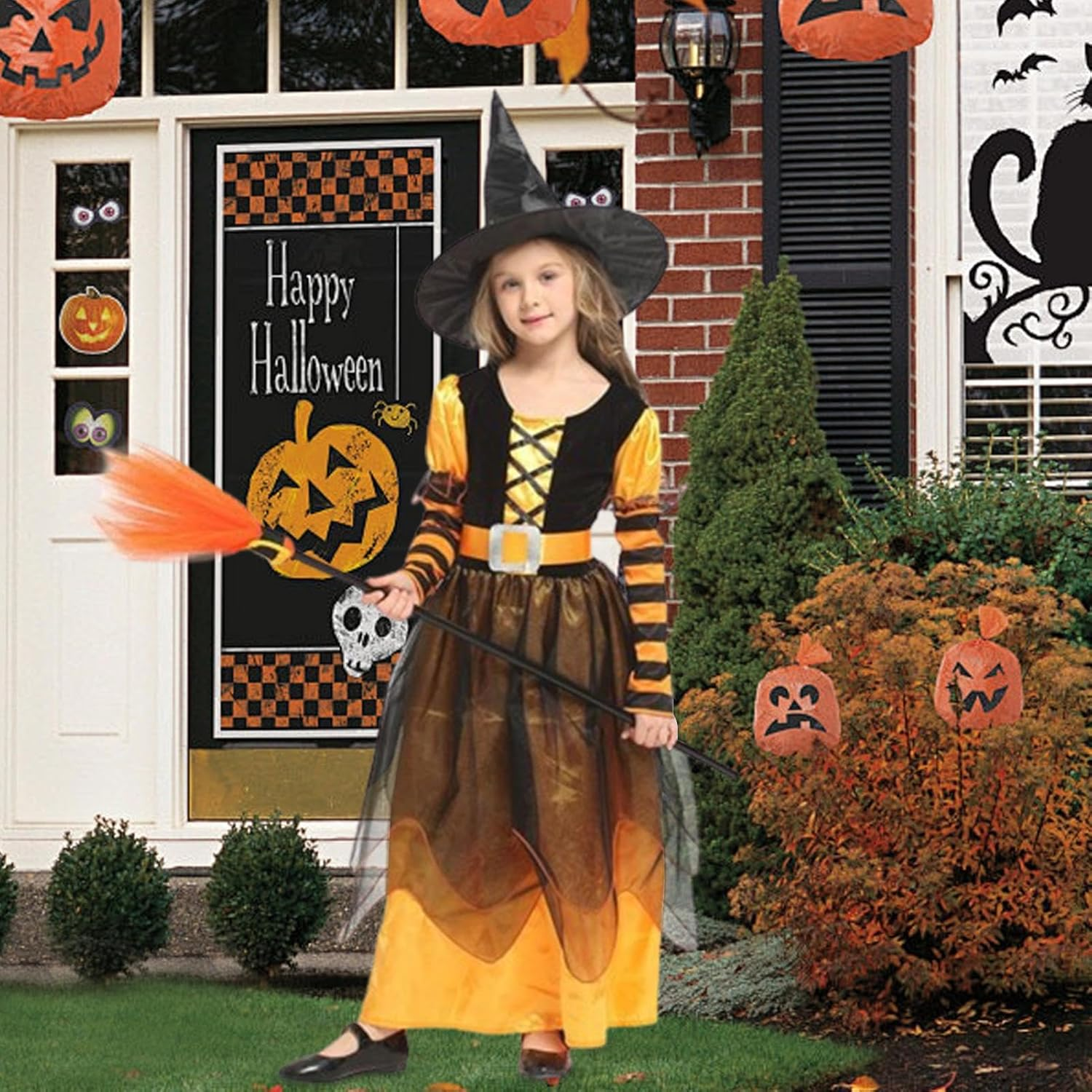 Kids Witch Costume | Cosplay Clothes Witch Costume | Gothic Halloween Cosplay Outfit, Queen Dress Cloth for Cosplay Party image number 1