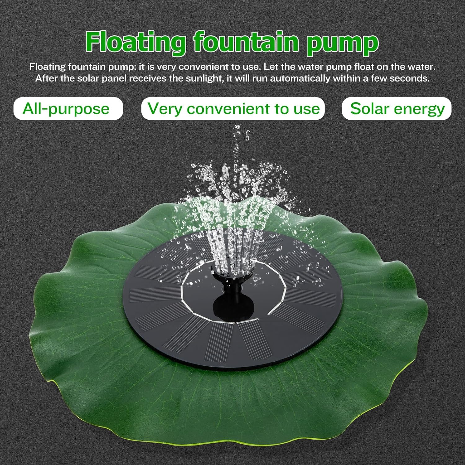 Homoyoyo Creative Solar Water Fountain Kit for Garden and Decoration Outdoor Floating Micro Solar Pump with Low Noise and Design image number 5