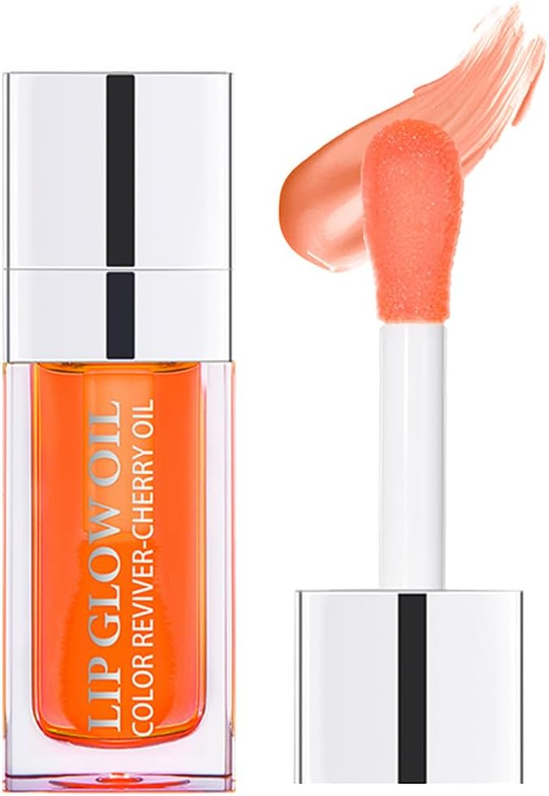 Wimode Plumping Lip Oil Moisturizing Lip Tint Transparent Lip Care Non-Sticky Glossy Fresh Texture Primer Lip Balm for Women(012#)