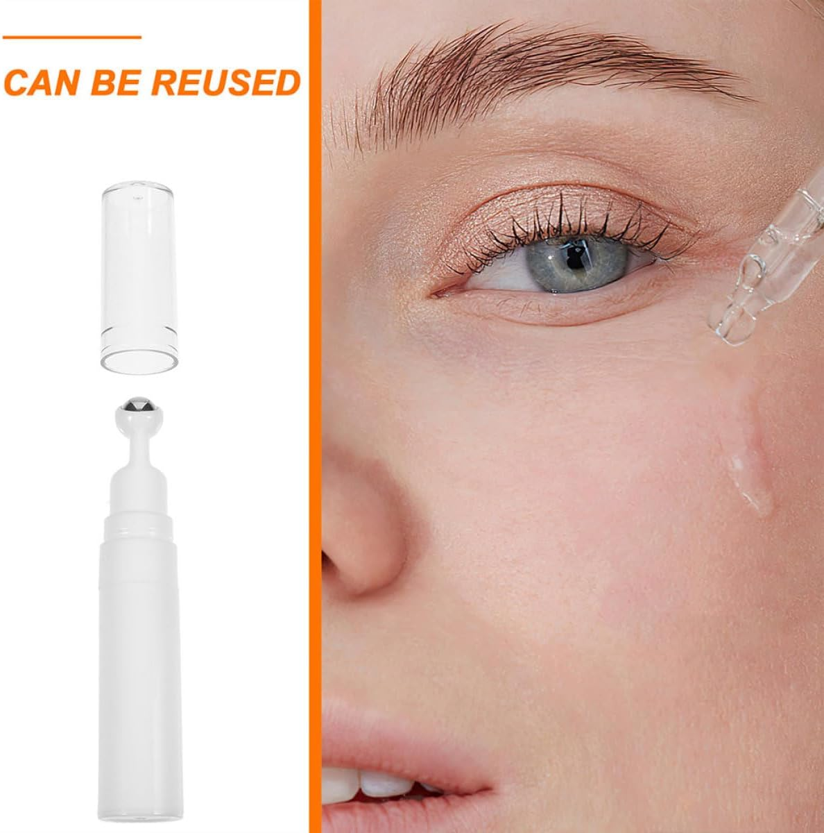 Refillable Roller Ball Eye Cream Bottle 15Ml White Vacuum Serum Container Portable Travel Eye Serum Applicator for Skincare and Massage image number 3