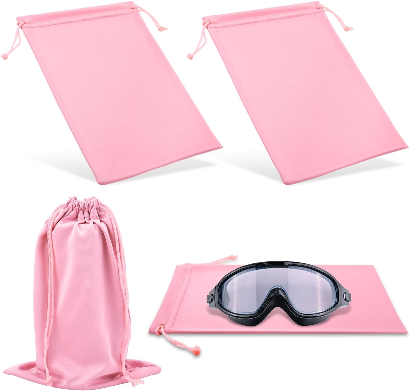 PEUTIER 4Pcs Ski Goggle Cover Bags, 10.6X7.1 Inch Snow Goggle Pouch Case with Drawstring Eyeglasses Lens Storage Accessories image number 3