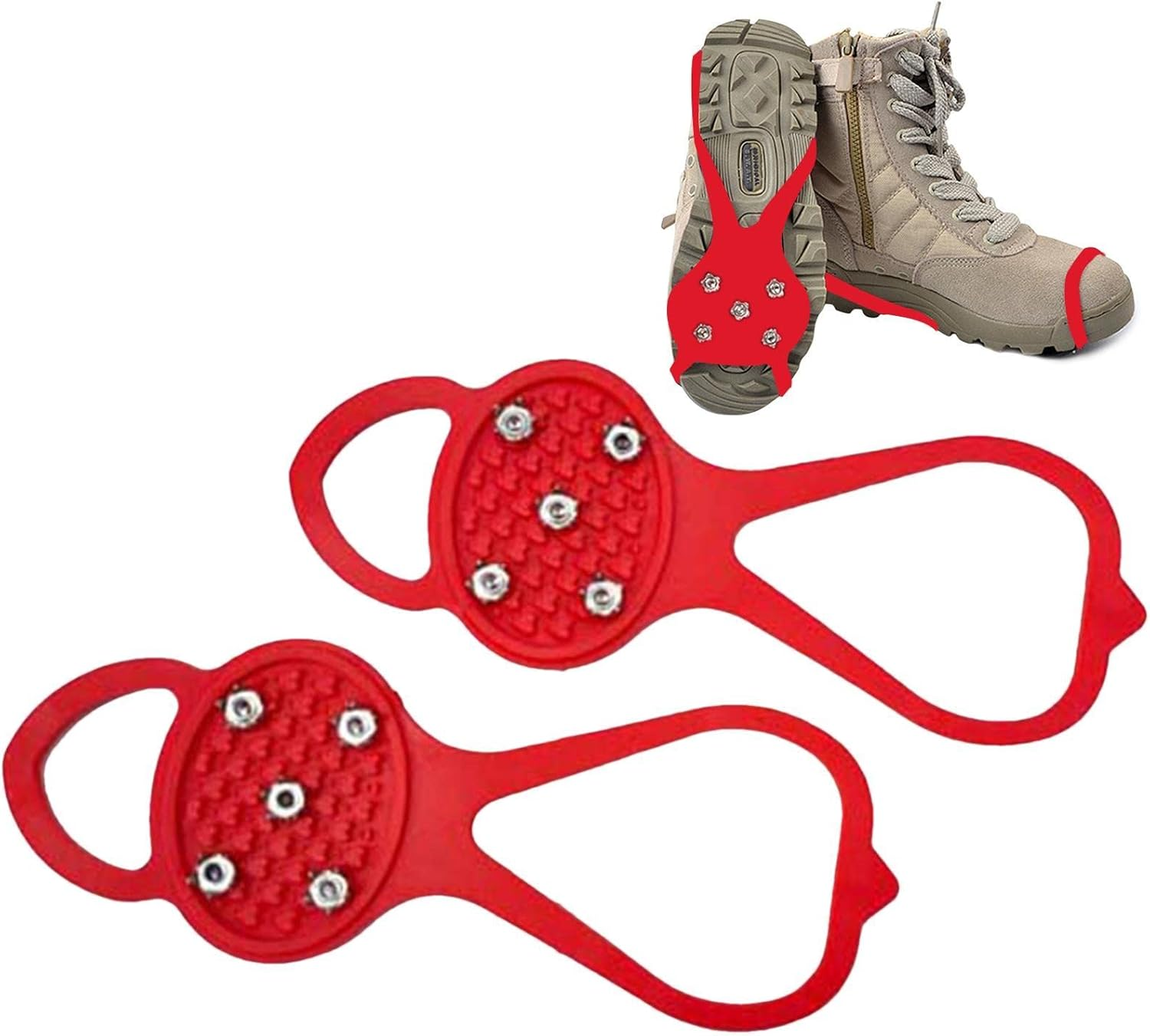 Gripper Spikes | Boot Spikes for Snow and Ice with 5 Tooth, anti Slip Rubber Grips Spikes Ice Cleats Snow Grips Ice Fishing Gear for Shoes And image number 4