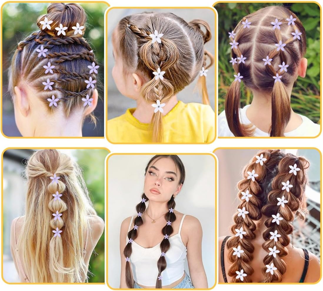 Gaodercha 20Pcs Flower Hair Clips 2 Colours Rhinestone Petal Hair Clip Cute Trendy Flower Hair Clip Mini Pearl Claw Flower Clips for Women Birthday Party Wedding image number 5