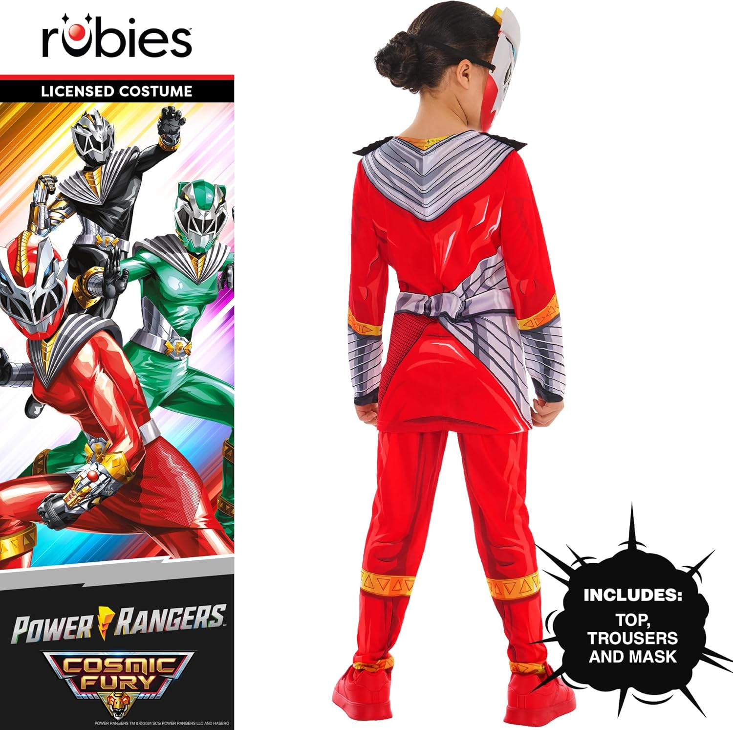 Red Ranger Cosmic Fury Costume for Kids - Power Rangers - Small (7-8 Yrs)