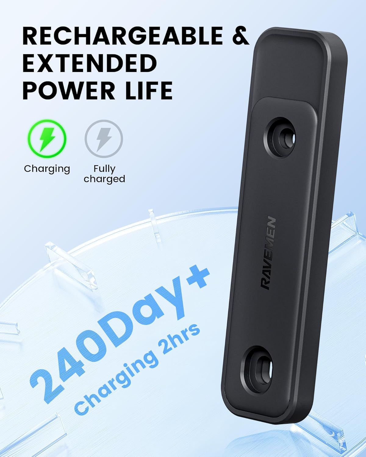 RAVEMEN ABF01 Anti-Theft Smart Tracker - GPS Tracking Device, MFI Certified, Works with Apple Find My (Ios Only), No Monthly Fee, Compact & Lightweight, Long Battery Life, Waterproof