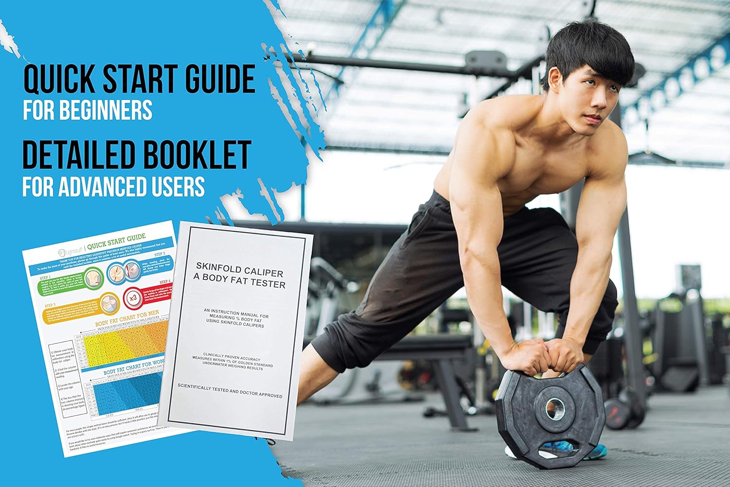 Lightstuff Precision Skinfold Caliper - Easy, Reliable Body Fat Monitoring - Quick Start Guide for Beginners, Detailed Booklet for Advanced Users image number 6