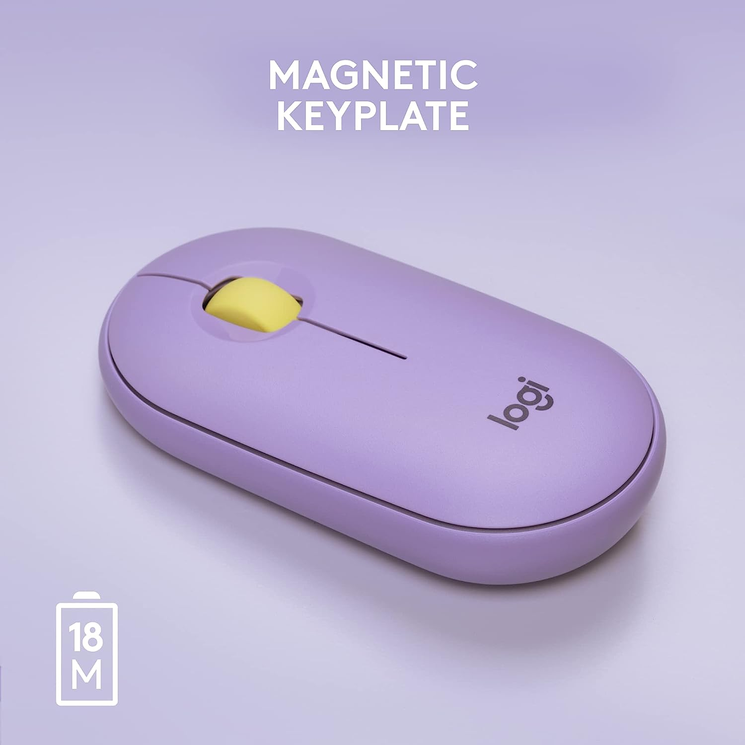 Logitech Pebble M350 Wireless Mouse, Lavender Lemonade image number 3