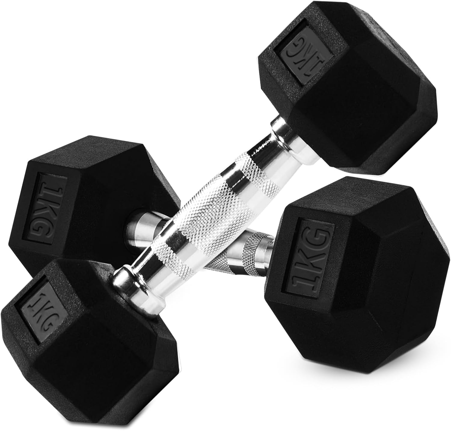 Hex Dumbbell Set, 1-20Kg Rubber Encased Hex Dumbbell Cast Iron Exercise & Fitness Dumbbells, Non-Slip Handles Dumbbells Set of 2, Hand Weight for Strength Training ﻿