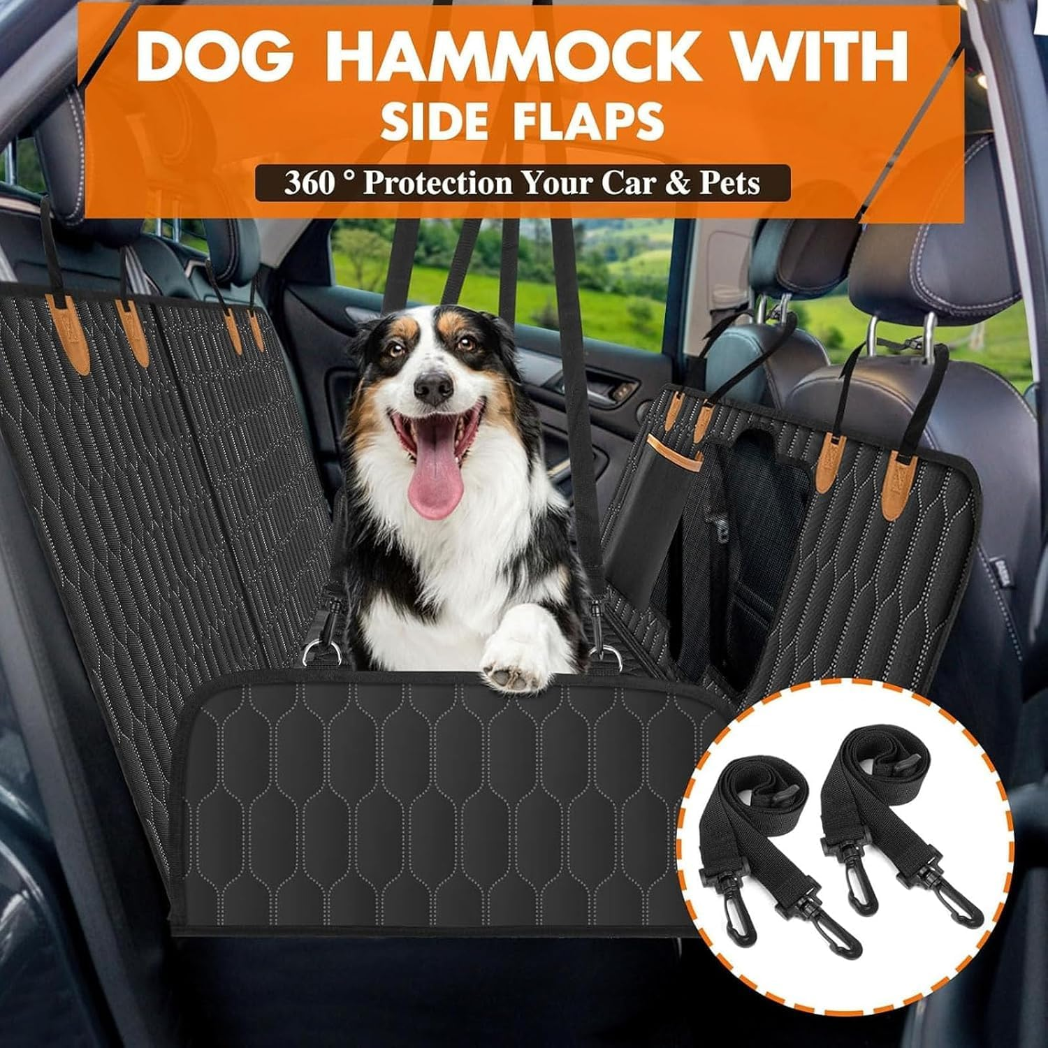 Dog Seat Cover, 6-In-1 Car Back Seat Protector for Pets, Waterproof Hammock, Suitable for Cars, Trucks, Suvs - Scratch-Resistant and Non-Slip Back Seat Pad, Dog Seat Protection image number 2