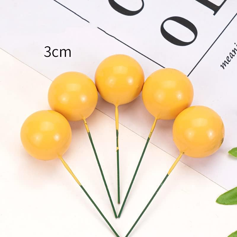 30 Pcs Lovely Ball Cake Topper Birthday Wedding Party Cake Decoration for Christmas Anniversary Birthday Party Baby Shower Cake Decoration (Yellow)