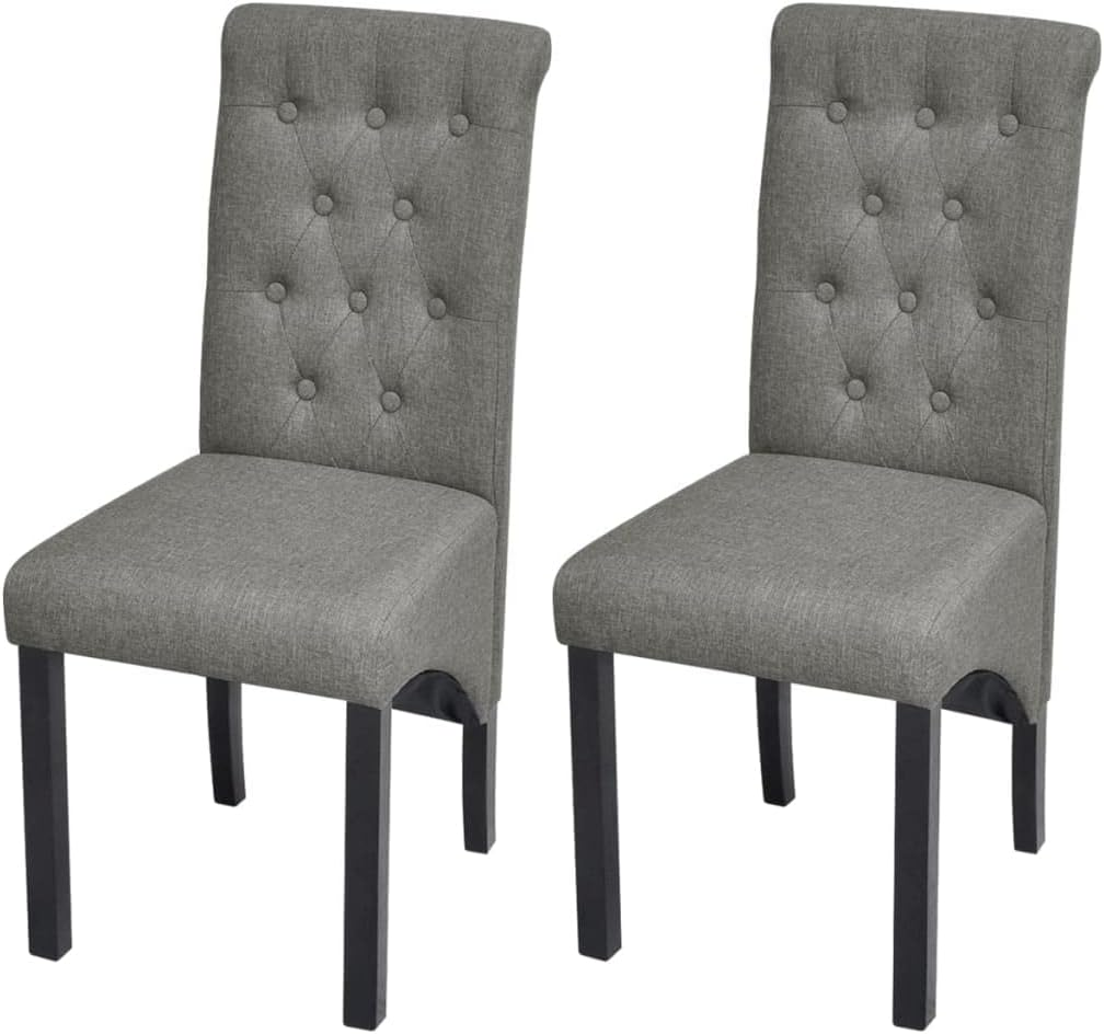 Vidaxl Set of 4 Light Grey Fabric Dining Chairs with Solid Wooden Legs, Scandinavian Farmhouse Style with Comfortable Upholstery - Kitchen Furniture image number 6