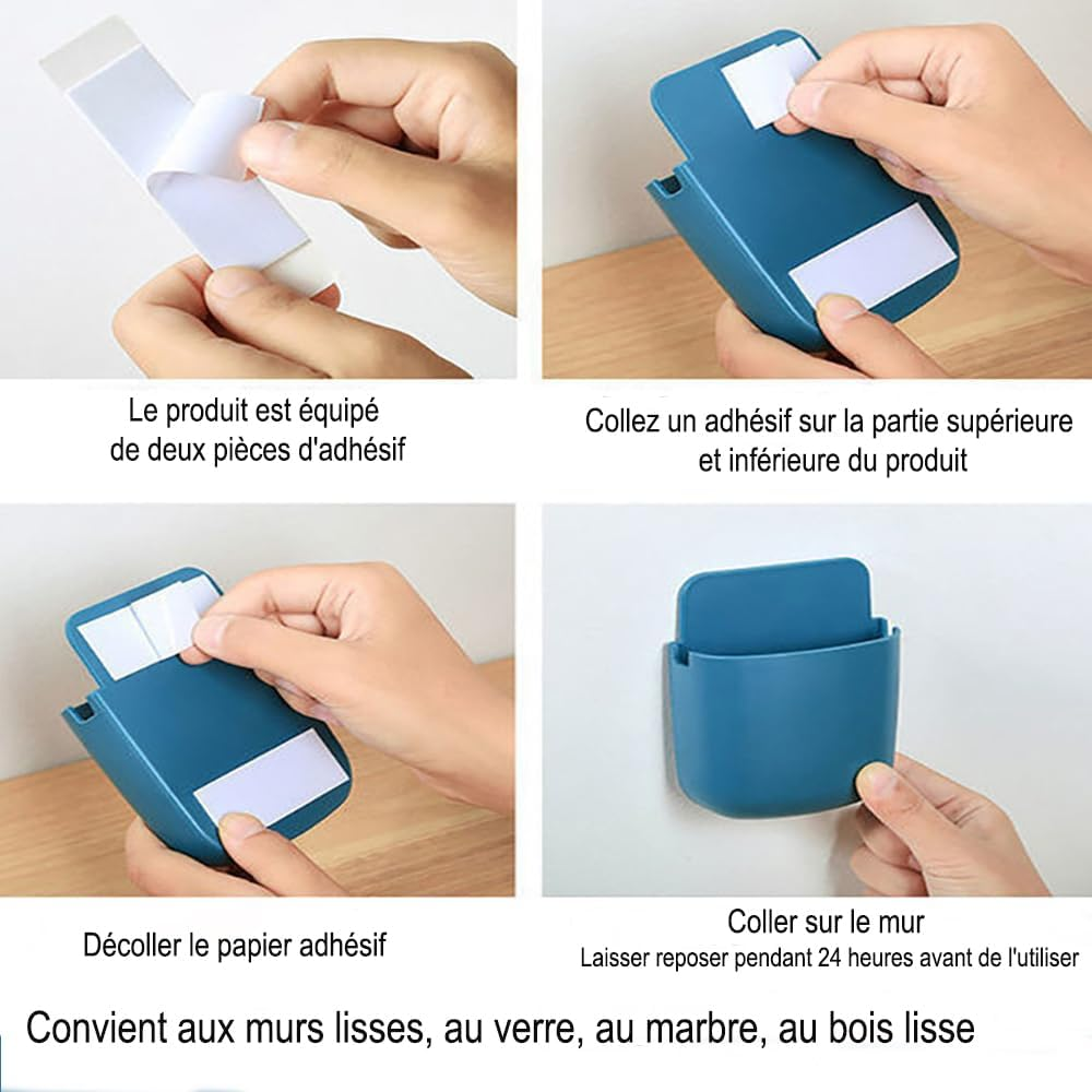 2 Packs Adhesive Remote Control Holder White Universal Controller Holder Wall Mount Storage Organizer with Slot Home,Suitables for Office Desk Nightstand Stationery Phones Charging