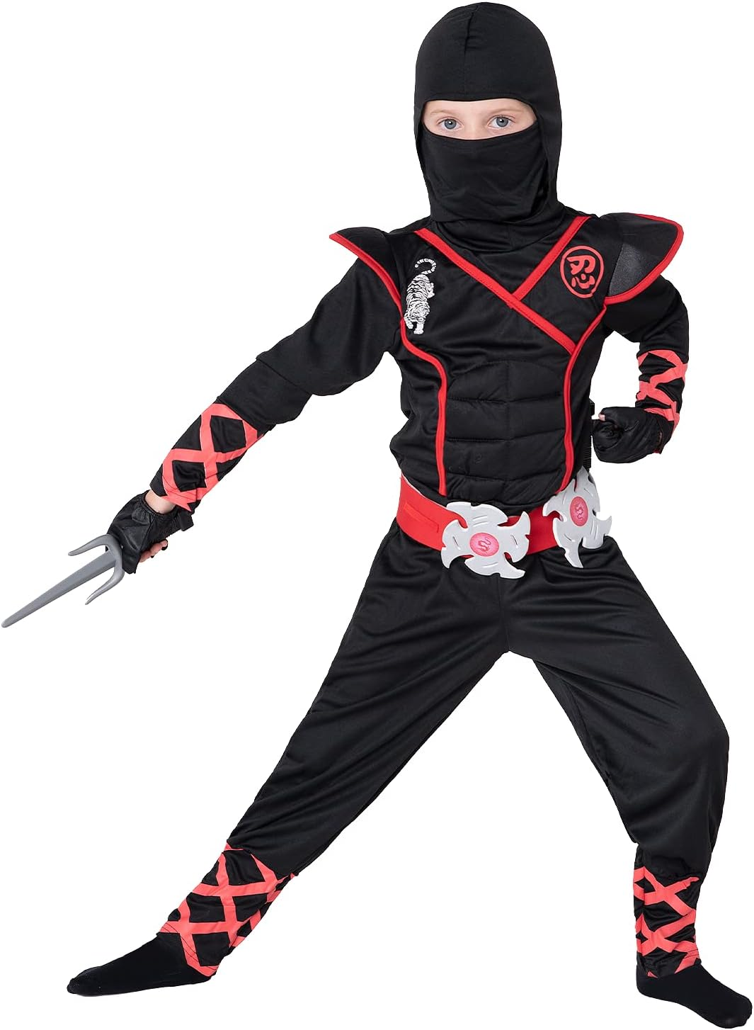 Spooktacular Creations Halloween Ninja Costume, Ninja Outfit Set for Kids, Halloween Costumes for Boys Dress up Party image number 4