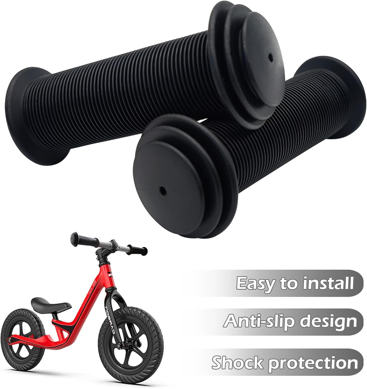 2Pcs Bike Handlebar Grips, Non-Slip Soft Rubber Cycling Grips for Universal Kids Bikes, Mountain Bikes, Scooters, Balance Bikes, Folding Bikes - Pink image number 3