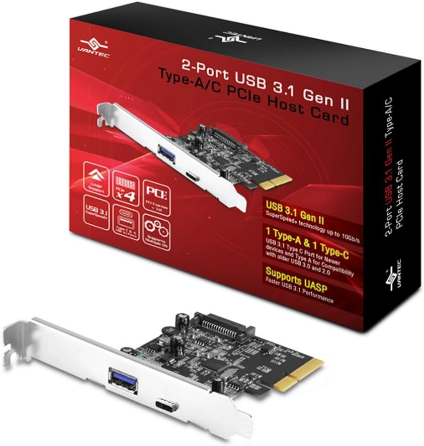 Vantec 2-Port USB 3.1 Gen II Type-A/C Pcie Host Card (UGT-PC371AC) image number 1