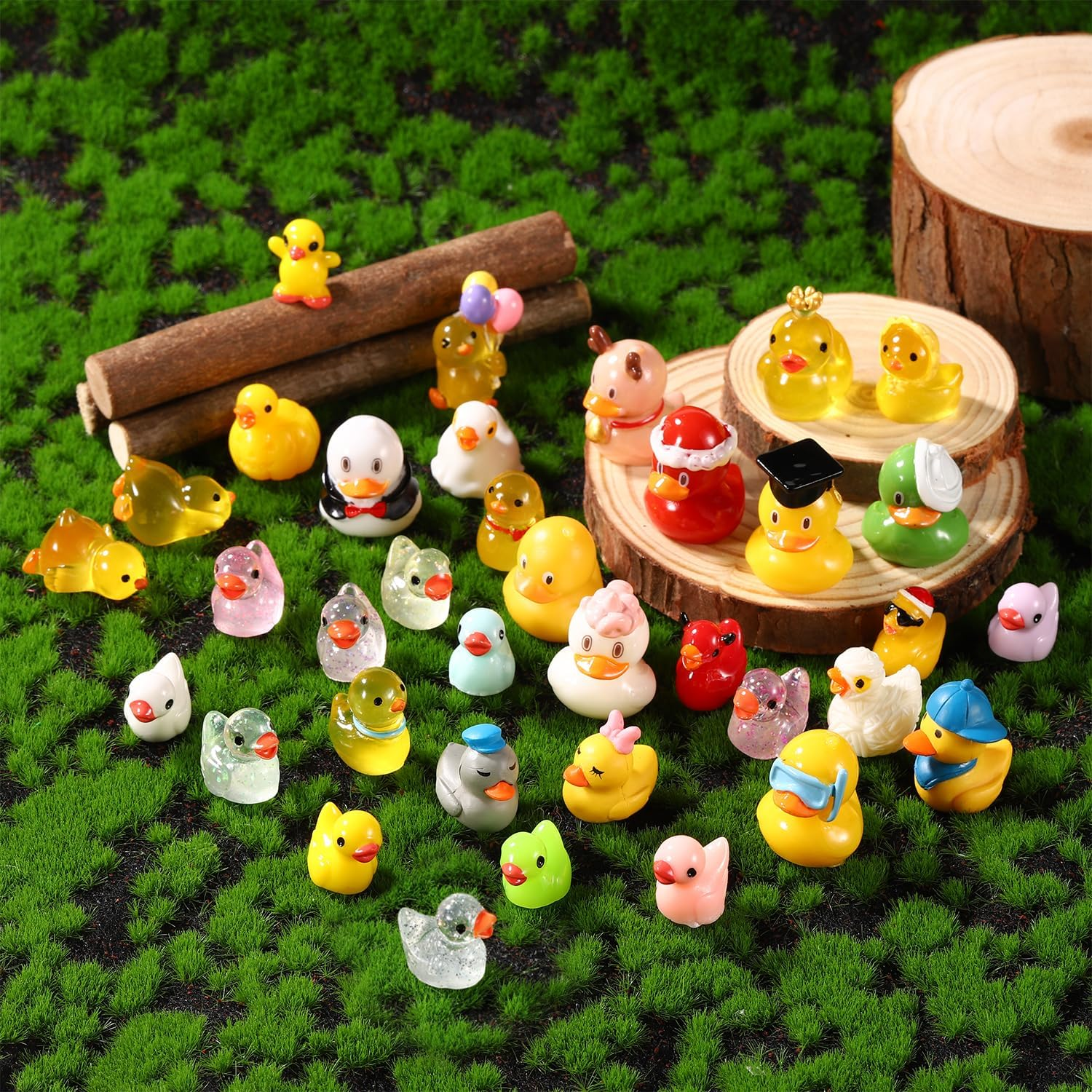 XIHIRCD 36Pcs Mini Resin Ducks, Colorful Miniature Ducks Figurines, Small Ducks Figures, Tiny Animal Accessories for Potted Plants Garden Landscape DIY Christmas Home Decoration image number 4