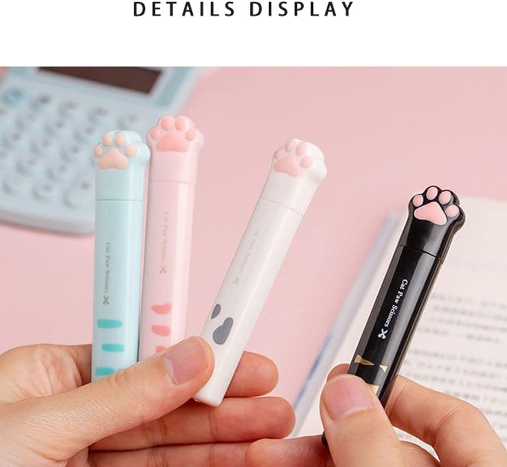 Kawaii Cat Paw Mini Portable Cute Stationery Scissors, Stainless Steel Multifunctional Folding Art Scissors for Home School Office, Teacher Student Kids Pink - 2 Pcs image number 5