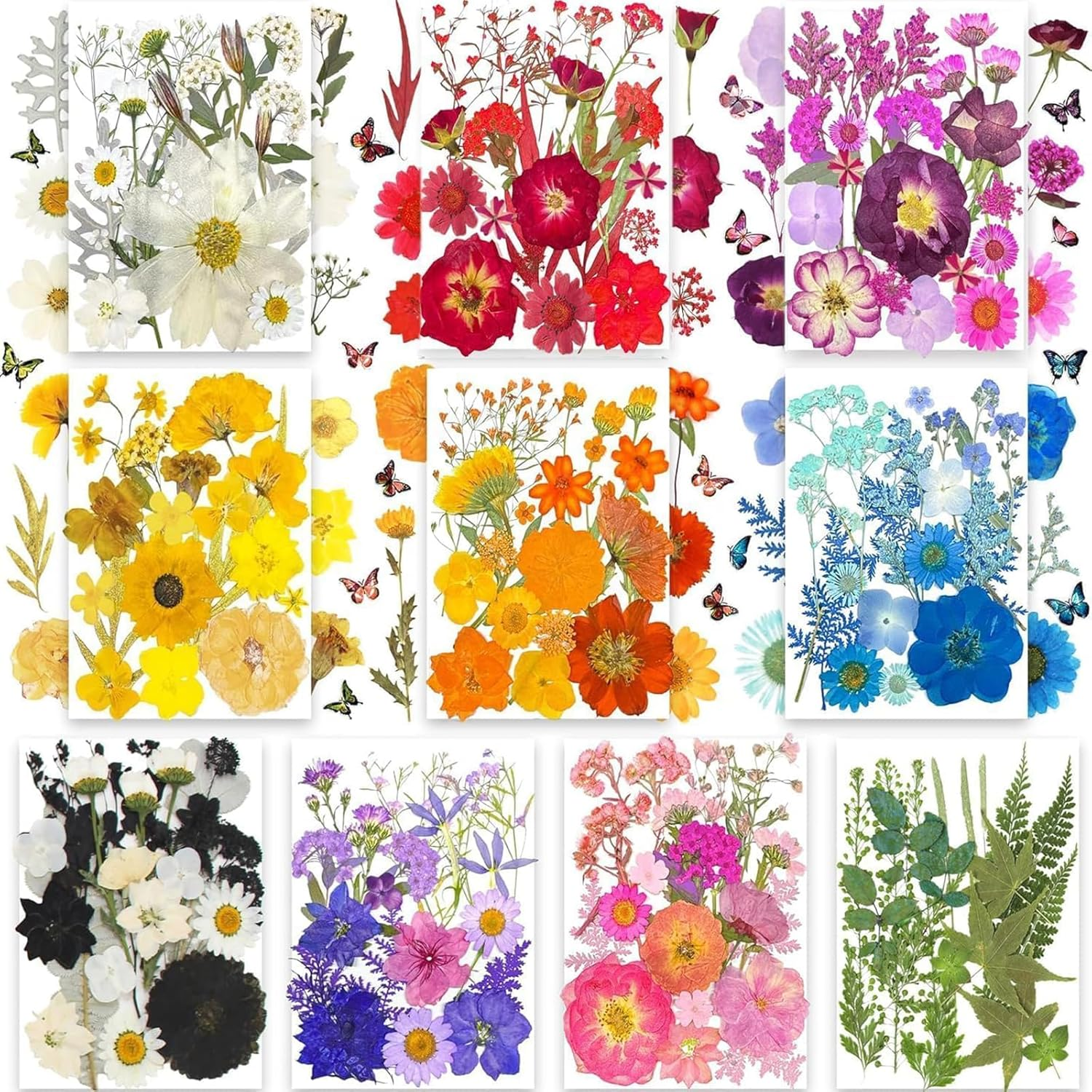 200Pcs Dried Pressed Flowers Leaves for Crafts, Real Natural Dry Pressed Flowers for Resin Molds Nails Art Candle Making Phone Cases DIY Art Crafts image number 2