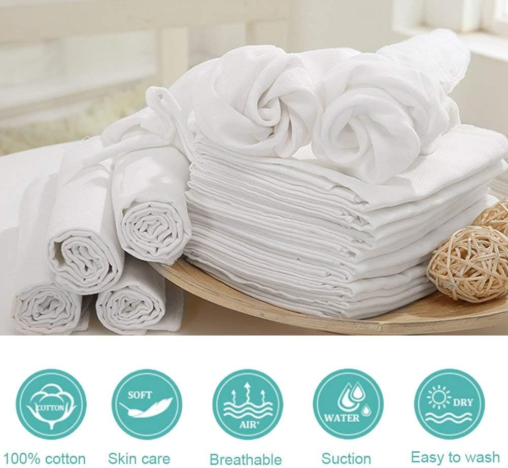 Dudu N Girlie 100 Percent Cotton Baby Muslin Squares, 72 Cm X 72 Cm, 12-Piece, White