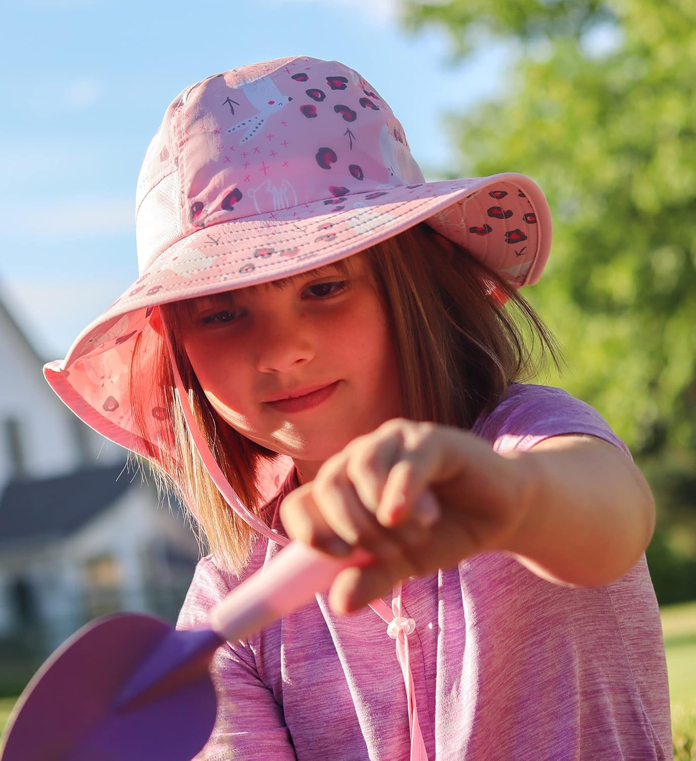 Icolor Kids Sun Hats Toddlers Upf50+Bucket Summer Beach Play UV Sun Protection Hats with Neck Flap for Ages 3~10 Boy Girls image number 3