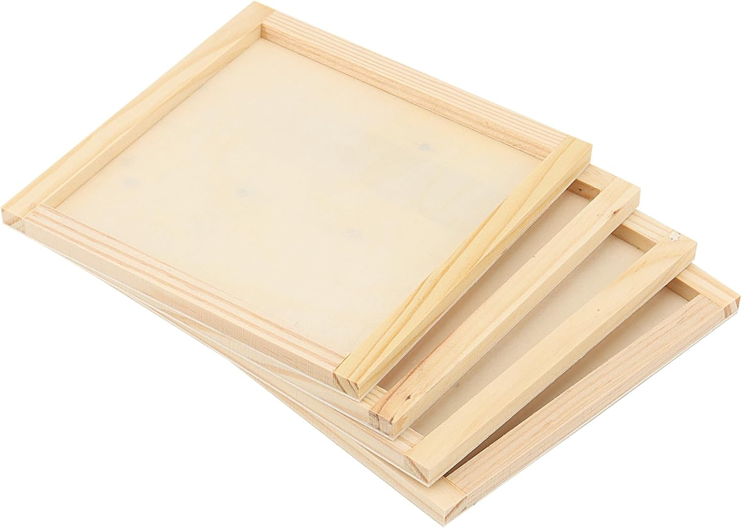 MANCHAP 12 Pack 15 X 15Cm Wood Canvas Panels, Square Wooden Canvas Board, Unfinished Cradled Wood Panels for Painting, Drawing Art Crafts image number 1