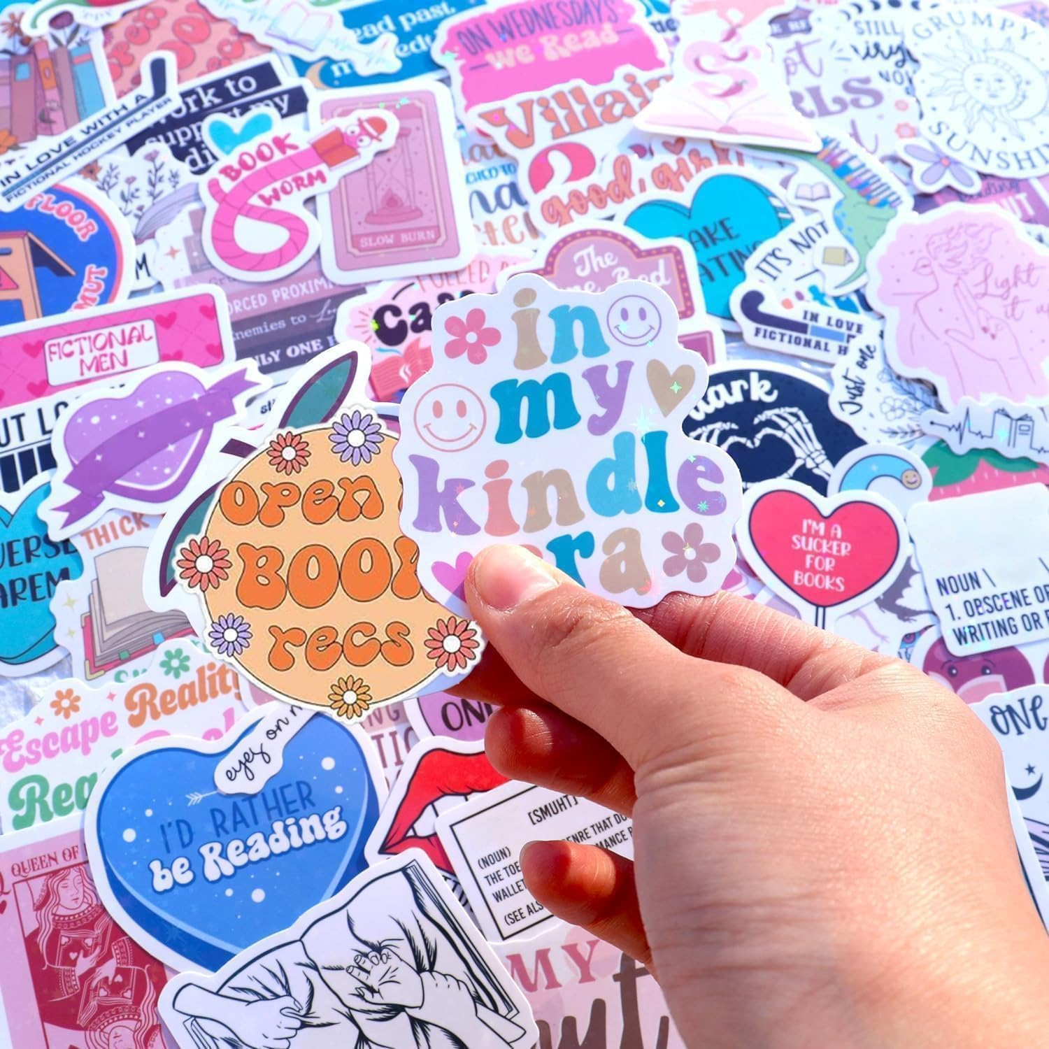 126 PCS Book Stickers for Kindle, Bookish Stickers for Readers Adult Spicy Booktok Vinyl Decals for Laptop IPAD Ebook Reader Water Bottle Girls Holographic Waterproof Romance image number 3