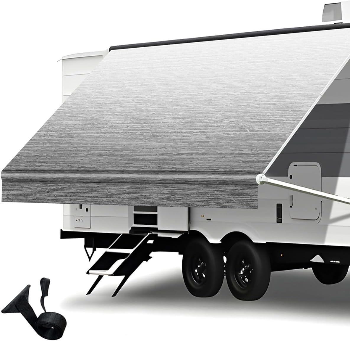 Heavy Duty RV Awning Fabric Replacement - 19.5Oz Vinyl Camper Awning - Waterproof & Uv-Resistant - Universal Canopy for Camper, Trailer and Motorhome (Gray Fade, 17Ft(Fabric 16'2"))