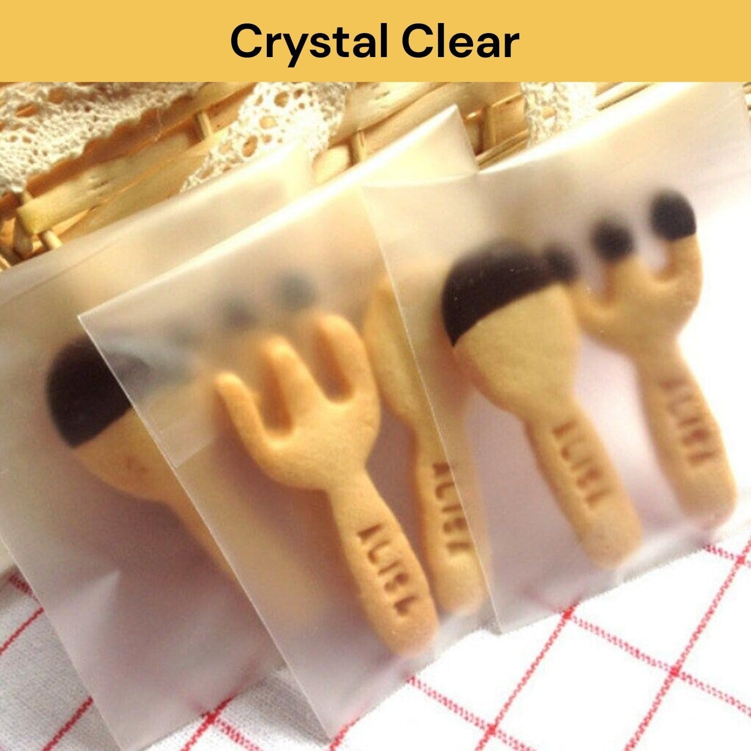 EZONEDEAL Clear Plastic Candy Packaging Bags Self Adhesive Cookie Biscuit Gift Bags -13Cmx10Cm - Clear - 100Pc/Pack