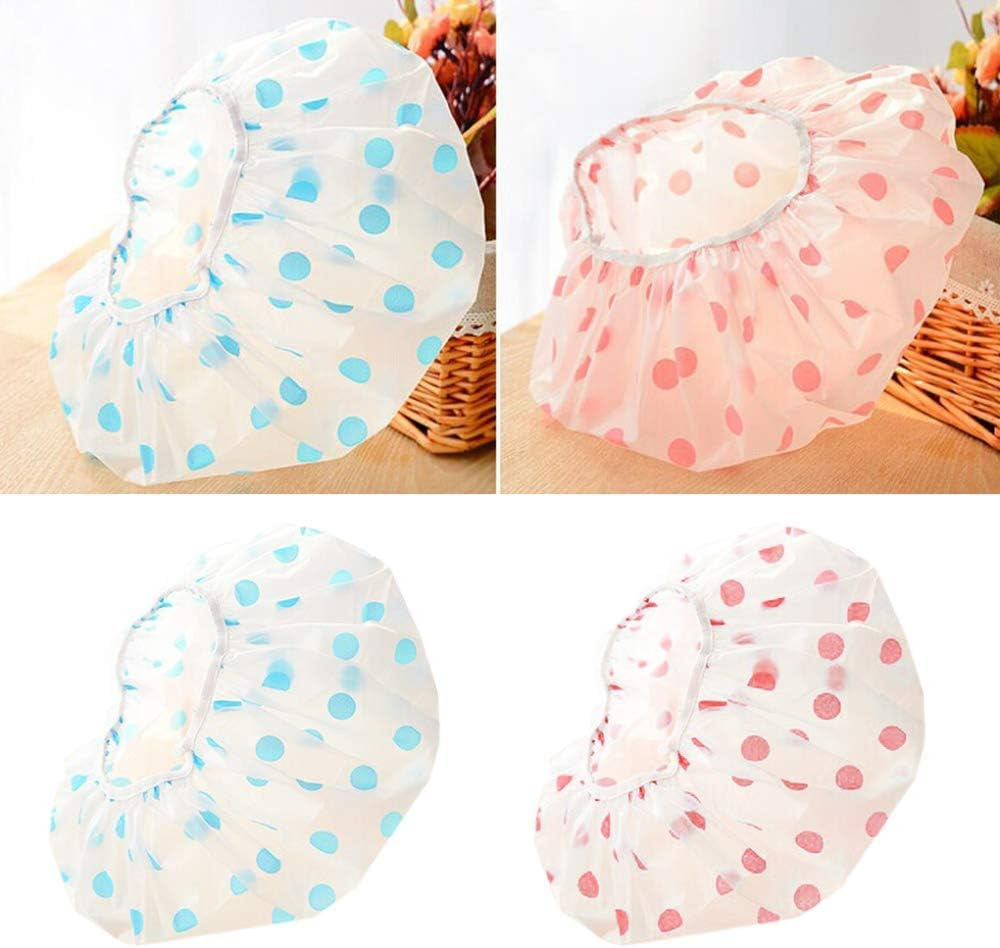 Elastic Shower Cap round Dot Waterproof Women Bathing Cap Bathroom Hair Salon Bath Hat Bathroom Accessories(Color Randomly) image number 1
