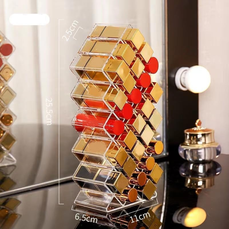 Lipstick Organizer, 28 Slots Acrylic Lipstick Holder, Stackable Lip Gloss Organizer, Fish Lipstick Tower Holder Storage for Cosmetic Bathroom Vanity Countertop Display (28 Slots, One Size) image number 6
