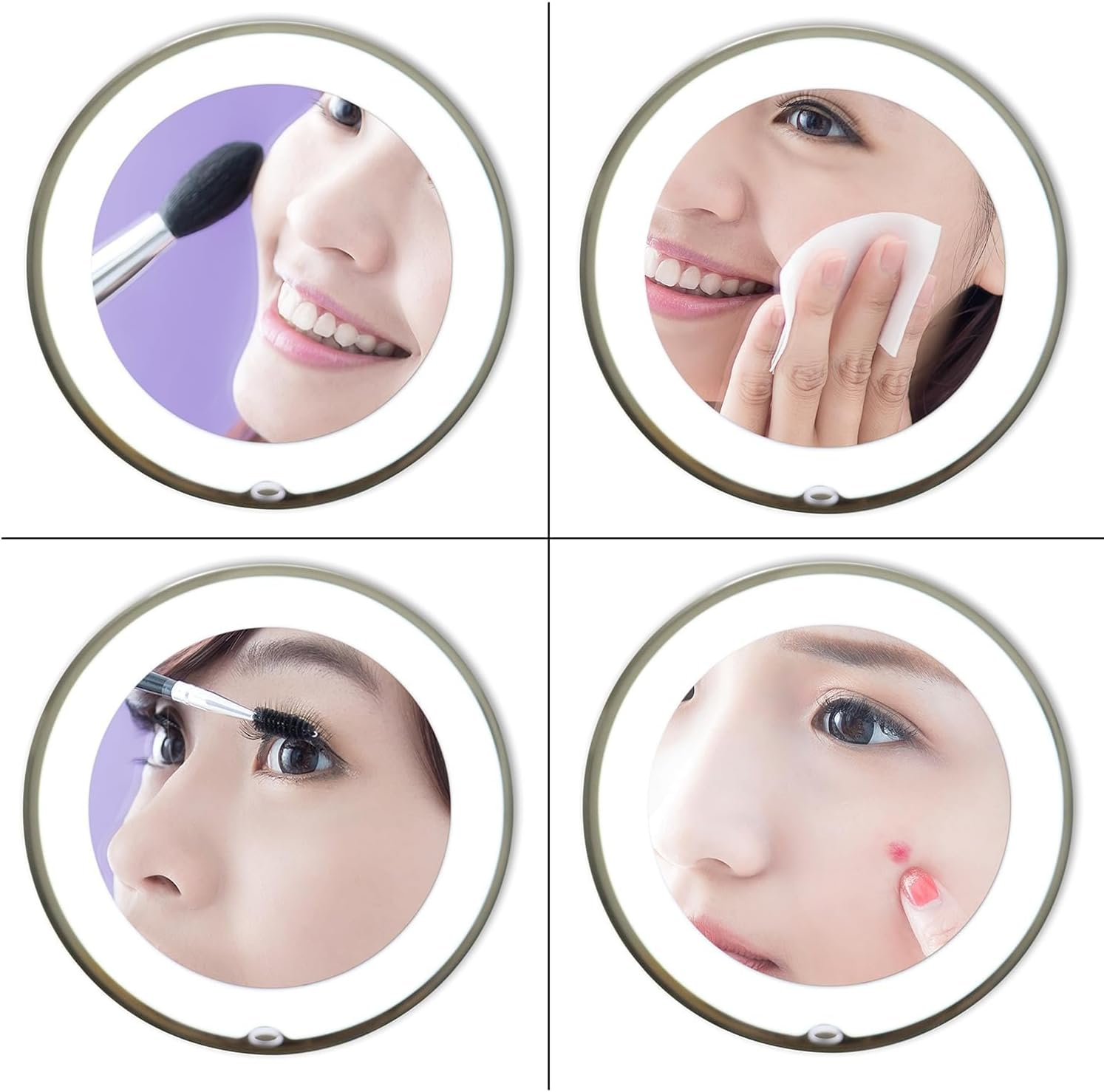 10X Magnifying Makeup Mirror with LED Light, 360&deg; Rotating Flexible Gooseneck, Suction Cup Wall Mount image number 5