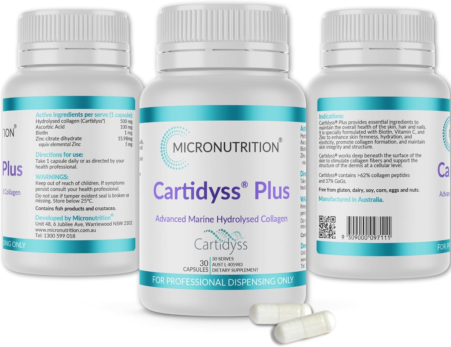 MICRONUTRITION Marine Collagen Supplement Capsules (30 Day Supply, 500 Mg per Serving) Cartidyss plus Hydrolysed Collagen Type 2 with Biotin, Vitamin C, and Zinc - Hair, Skin, Nails & Joints image number 6