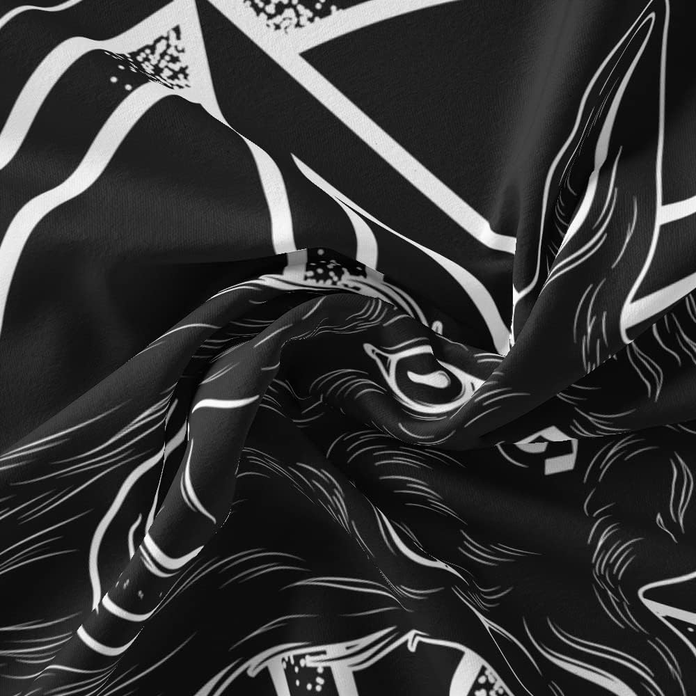 Satanic Pentagram Tapestry for Bedroom, Baphomet Statue Art Goat Head Skull Pagan Tapestries Wall Hanging for College Dorm Living Room Men Decor 60"X40", Black and White Gothic Demon Poster image number 3