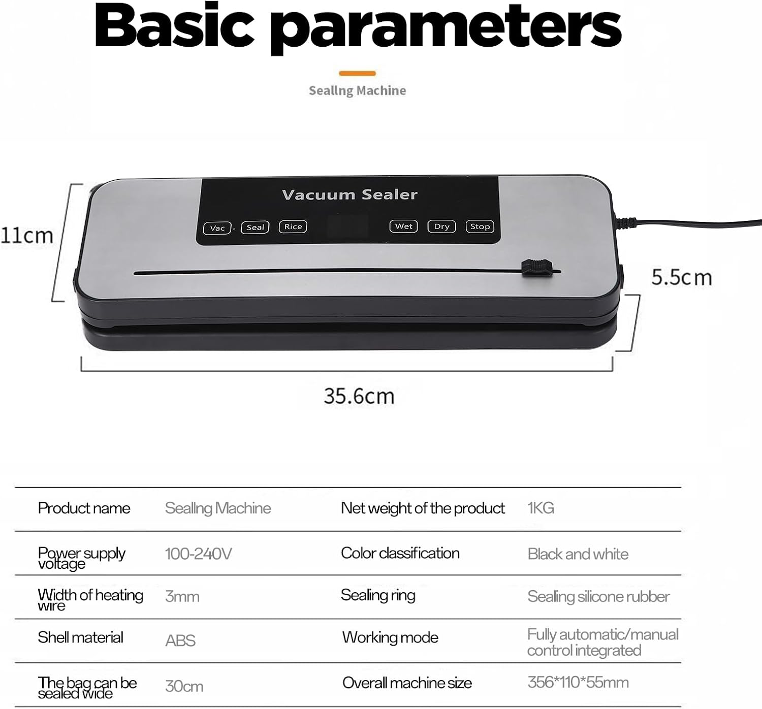 Vacuum Sealer Machine for Food Preservation &ndash; 70Kpa Food Saver Vacuum Sealer with 100 Vacuum Sealer Bags, Dry & Moist Modes, Built-In Cutter, Compact Bag Sealer for Kitchen (Silver) image number 3