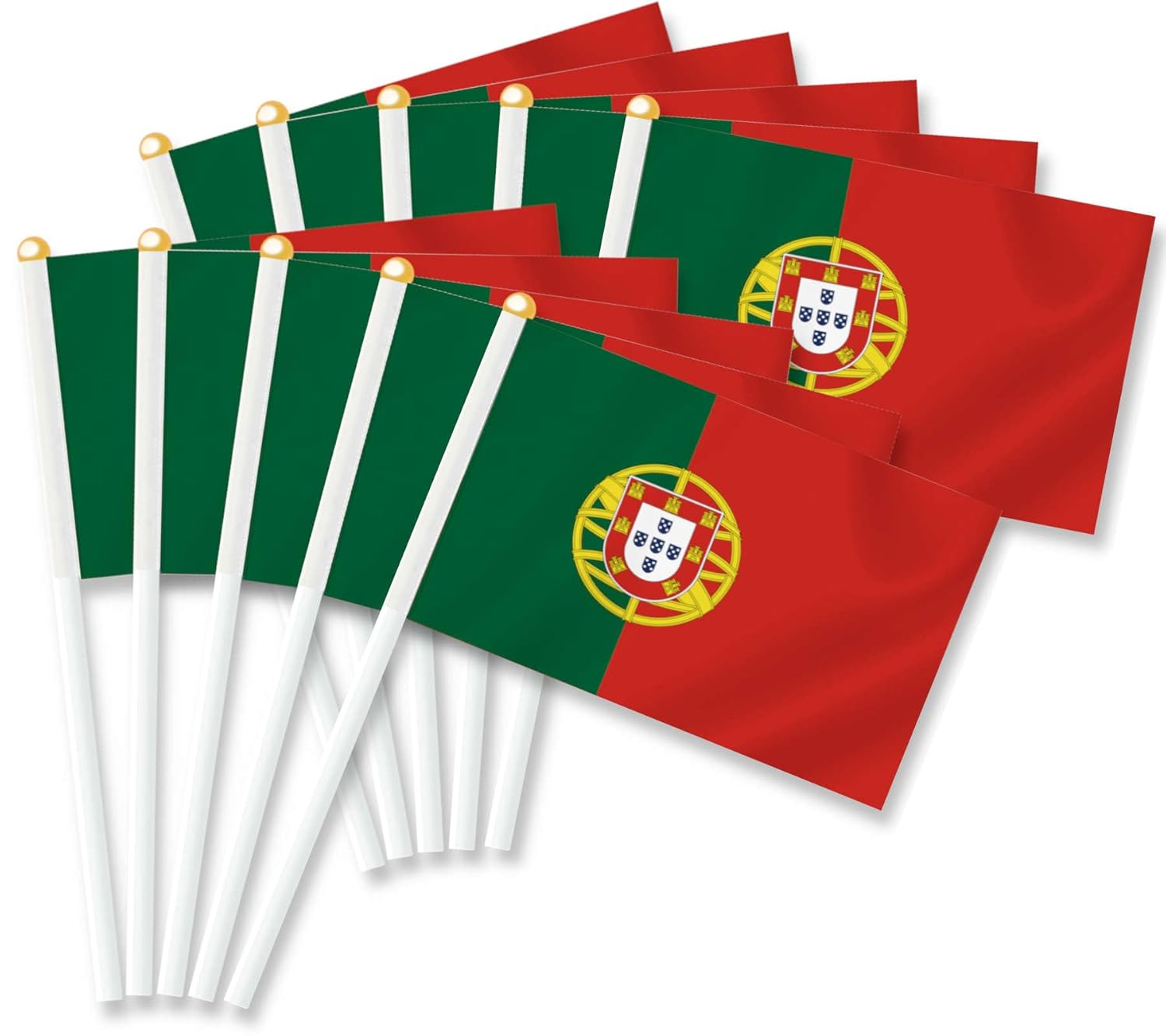 10 PCS Portugal Handheld Small Flag, Portuguese Hand Held Mini Decor Decoration Banner