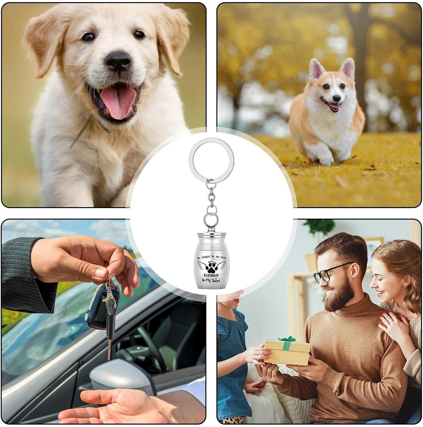 Shurzzesj Dog Ashes Keychain,Pet Urns Keychain Pet Memorial Keychain | Pet Ashes Keepsake, Stainless Steel Portable Pet Urn Key Chain, Pet Cremation Jewelry for Cats Dogs image number 3