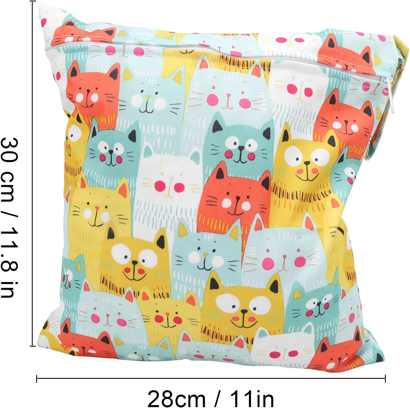 Cloth Diaper Bag, Organizer Bag Cartoon Pattern Single Zipper Double‑Layered Pockets Reusable with Handle Strap for Travel for Cosmetic Bag(Color Cat) image number 1