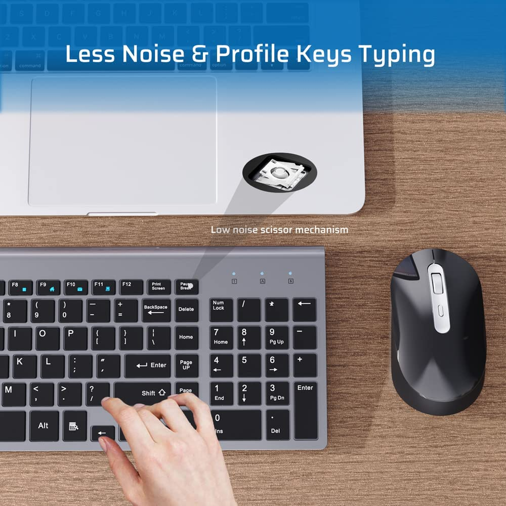 Wireless Keyboard and Mouse,Ultra Thin Sleek Design Keyboard and Mouse 2.4G with USB a & Type C Receiver Wireless Keyboard and Mouse Combo for Windows MAC, Computer, Desktop, Laptop image number 6