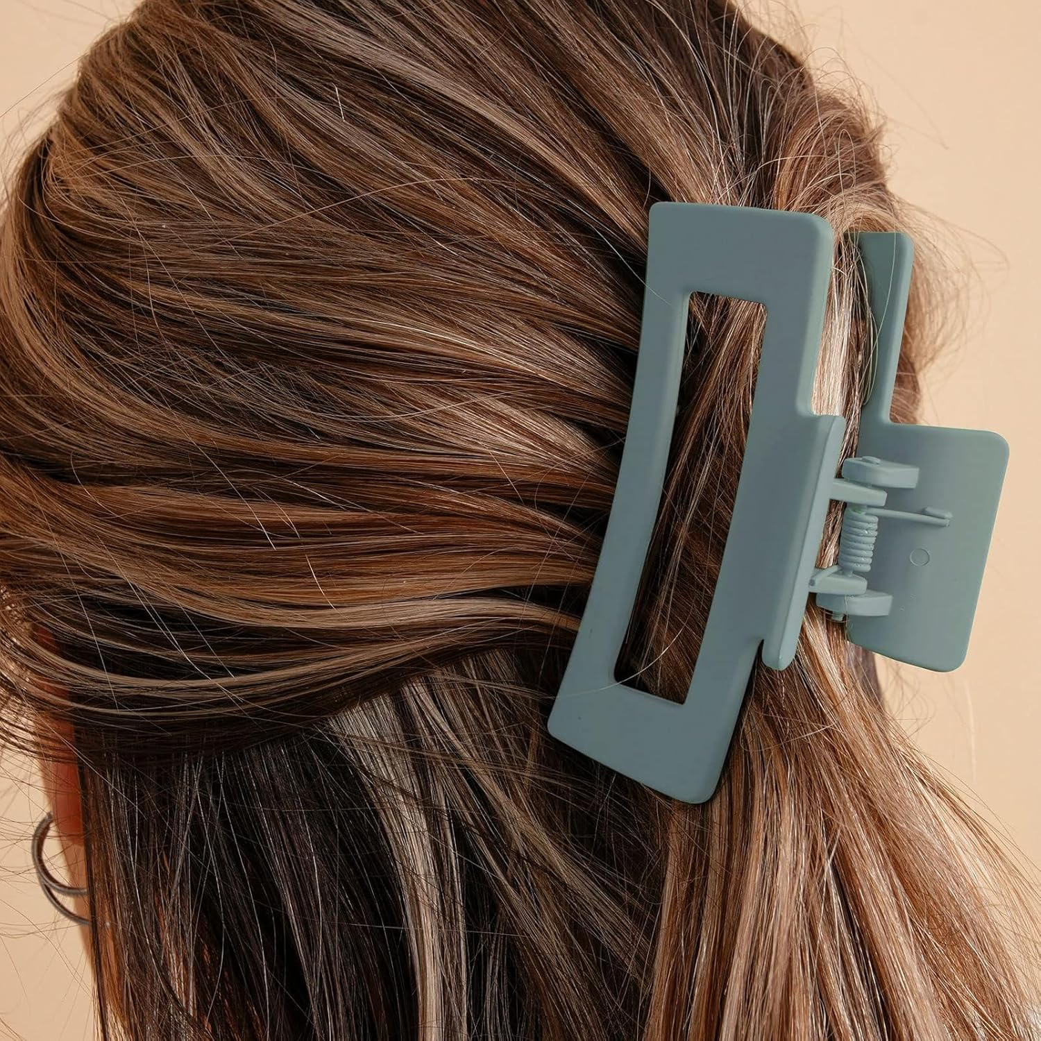 Auseibeely 6 Pack Square Claw for Women Girls, 3.5" Medium Non-Slip Rectangular Matte Clips Strong Hold Jumbo Hair Styling Accessories, Ideal for Gifts, Cool - Morandi image number 7